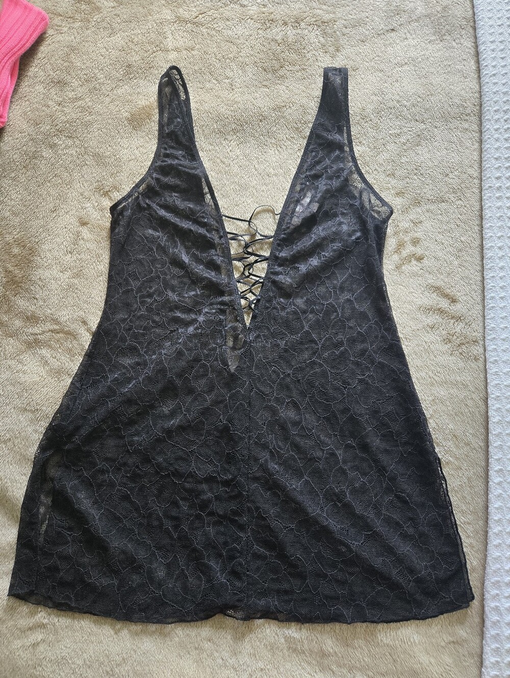 Victoria's Secret Black Lace-Up Lace Camisole